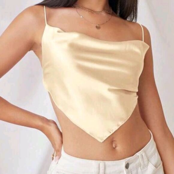 3 for 26 - SEXY Satin Unity Tie Back Hanky Hem Cami Top *NEW* - Picture 1 of 5